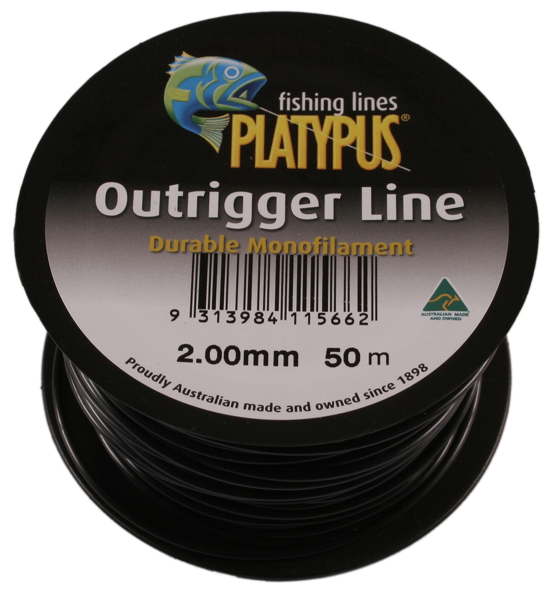 PLATYPUS Fishing Outrigger Line - BLACK NYLON 500lb 50m