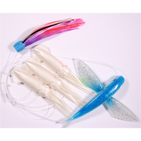 Flying Fish blue/silver - Squid white - lure blue head/skirts 83/5