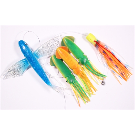 Flying Fish blue/silver - Squid zucchini - Lure yellow head/skirts 28G/54