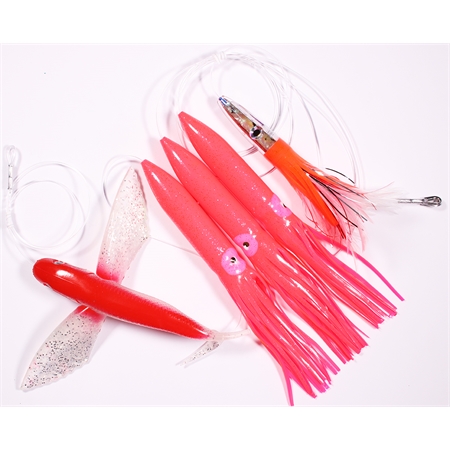 Flying fish red/silver - Tube Squid pink - Lure pink/white